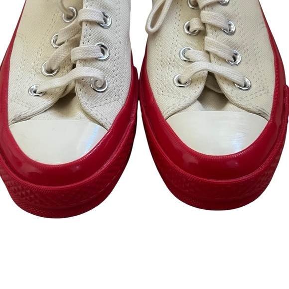 Comme des Garcons Play x Converse Red Sole Low Top Off White Sneakers US 8 - Picture 4 of 10